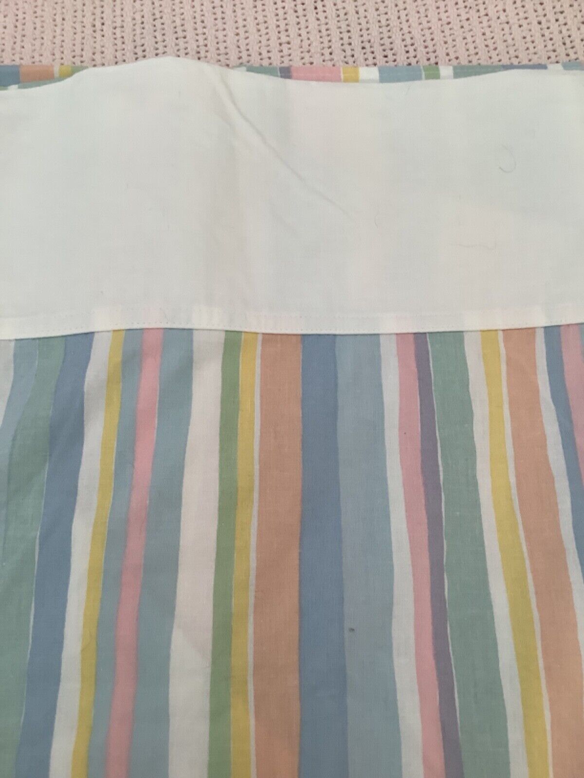 Vintage J’aime Colorful Striped Full Size Flat Sheet  No Iron 100% Cotton