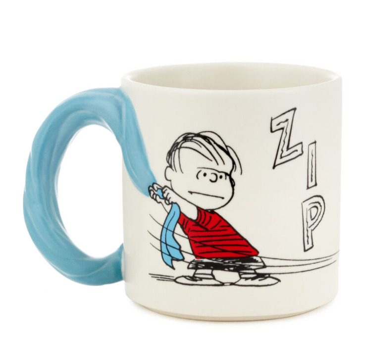 PEANUTS LINUS AND SNOOPY 17 OUNCE BLANKET MUG PUT A LITTLE ZIP IN YOUR LIFE  HTF