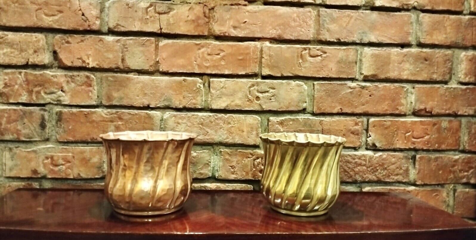 2 Vintage Brass Bowl For Flowers