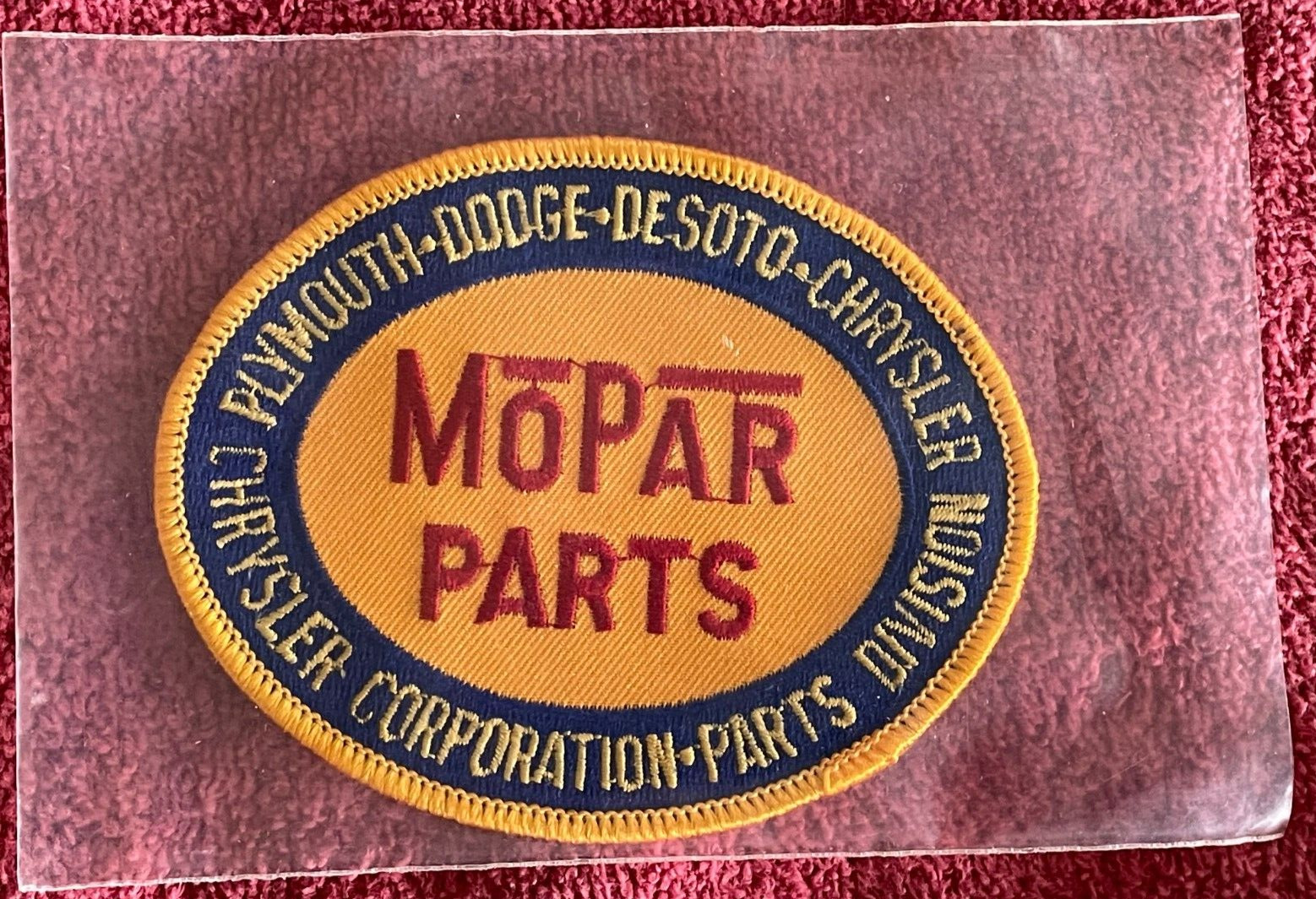 MOPAR PARTS Embroidered Patch PLYMOUTH DODGE DeSOTO CHRYSLER, RARE NEVER USED