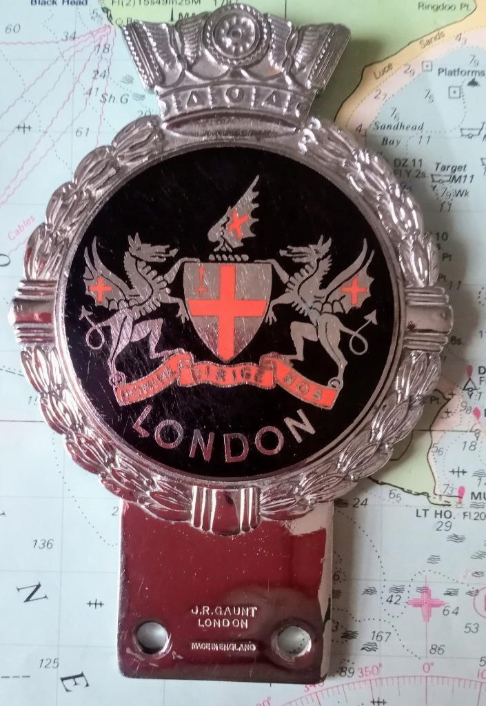 Superb Vintage Car Mascot Badge Chrome Enamel : London England Crest by Gaunt x