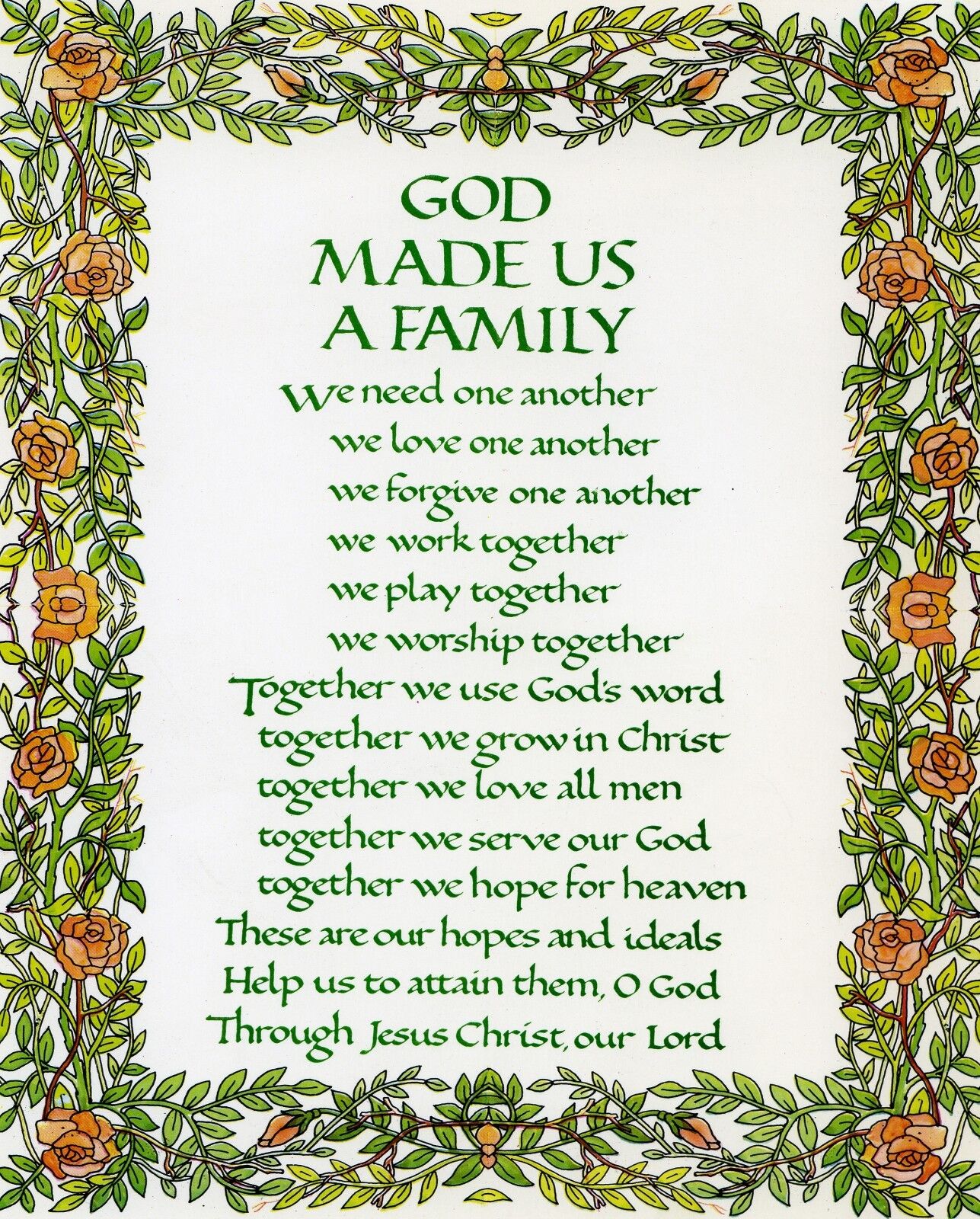 Catholic print picture - GOD MADE US A FAMILY  -   8