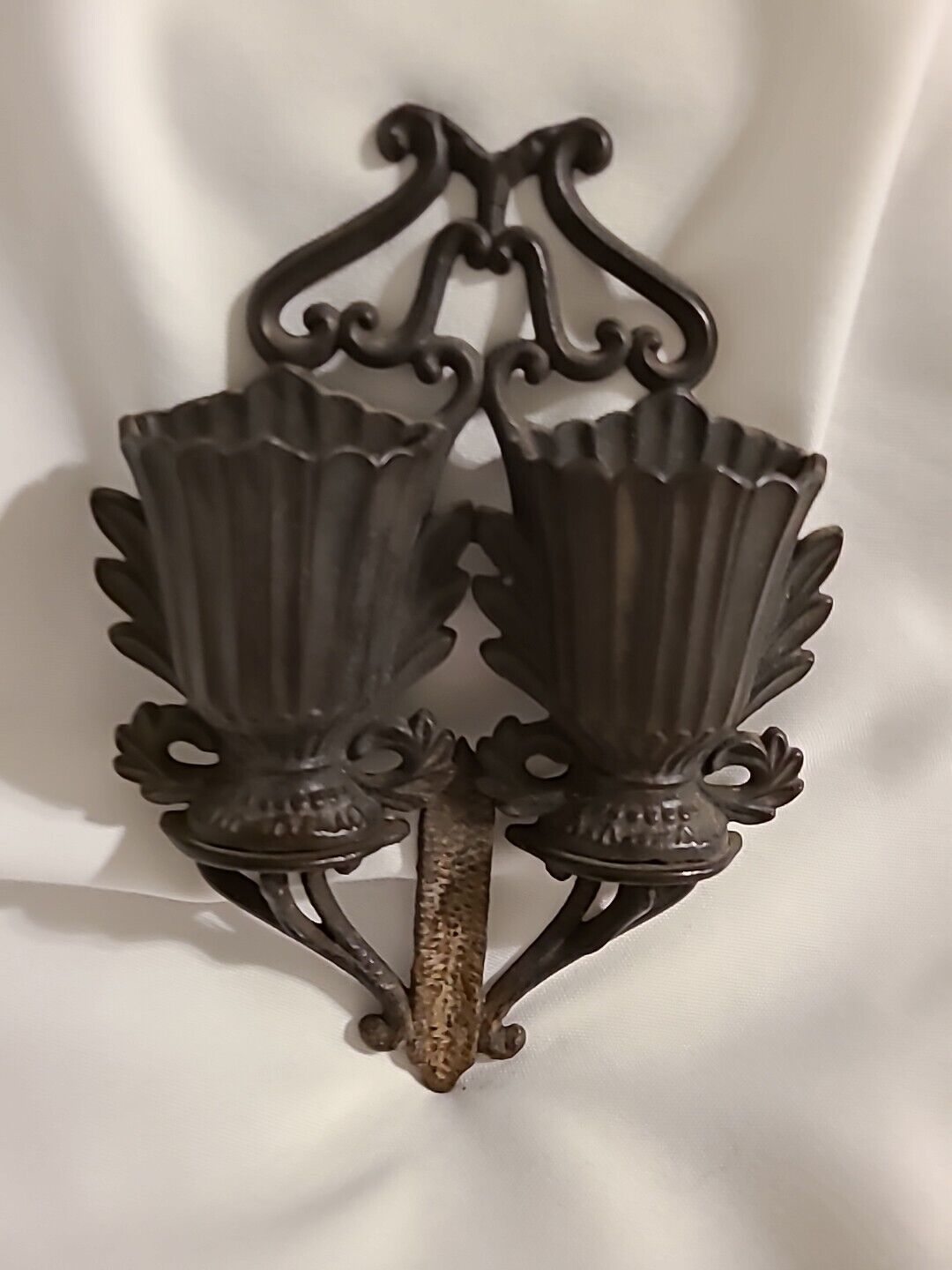 Antique Cast Iron Double Urn Match Holder With Striker - Patd Jan 15, 1867 Old