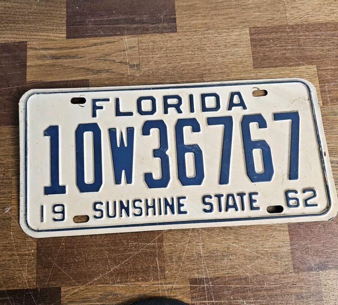Vintage Orig. 1962 Broward County Florida License Plate Tag Estate Find