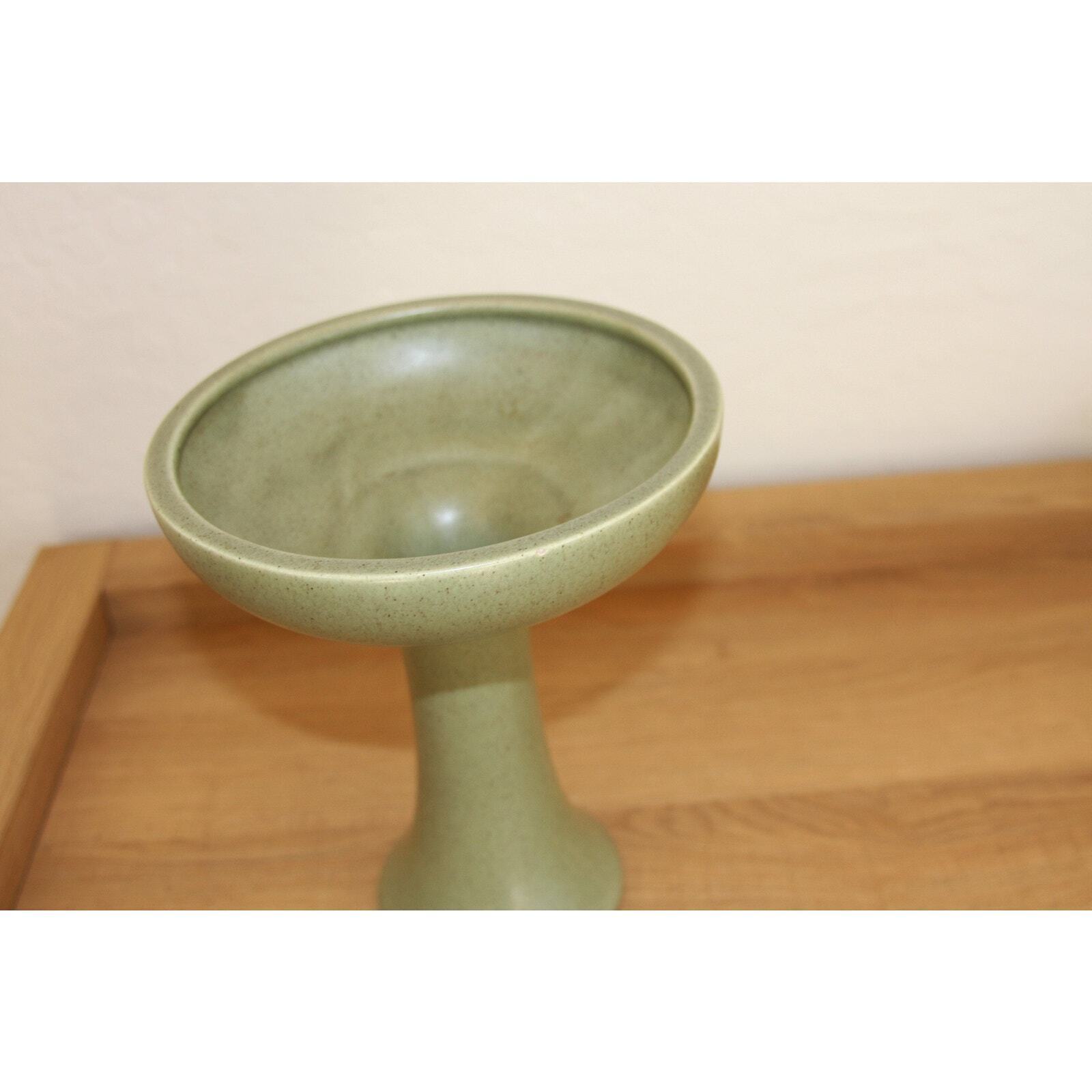 Vintage Studio Pottery USA Haeger- Sage Green Pedestal Matte MCM Vase 8 1/4\
