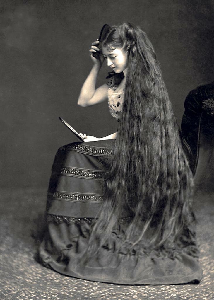 Antique Photo ... Victorian Woman With Long Hair ... Photo Print 5x7
