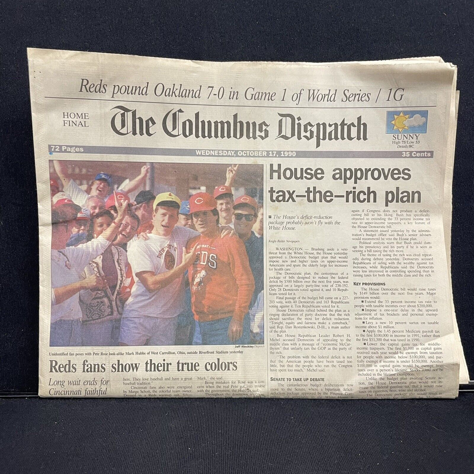 Columbus Dispatch Cincinnati Reds Win Game 1 Of World Series Newspaper 1990