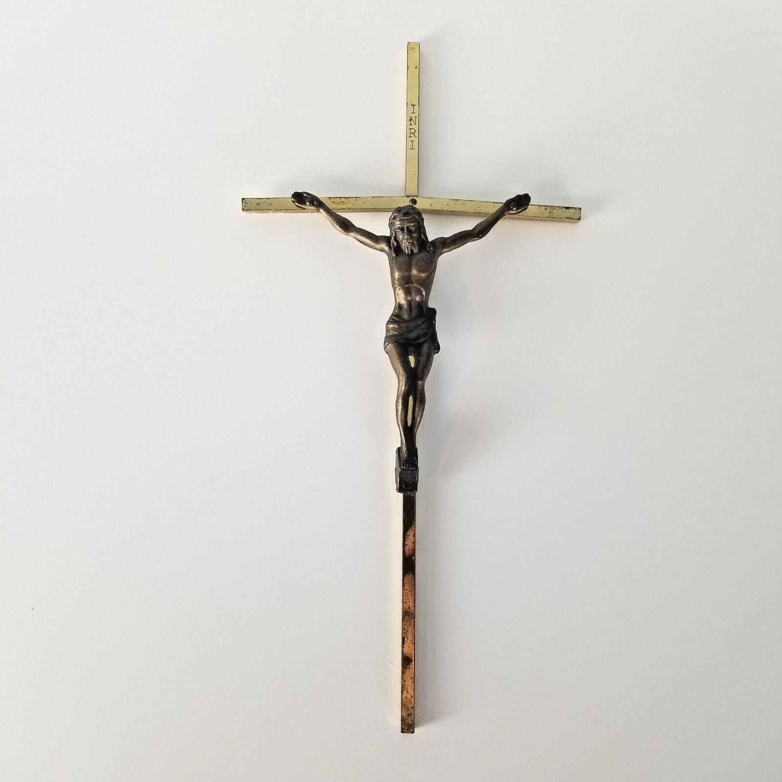 Catholic Crucifix Cross INRI 10 inch Brass Jesus Christ Wall Decor