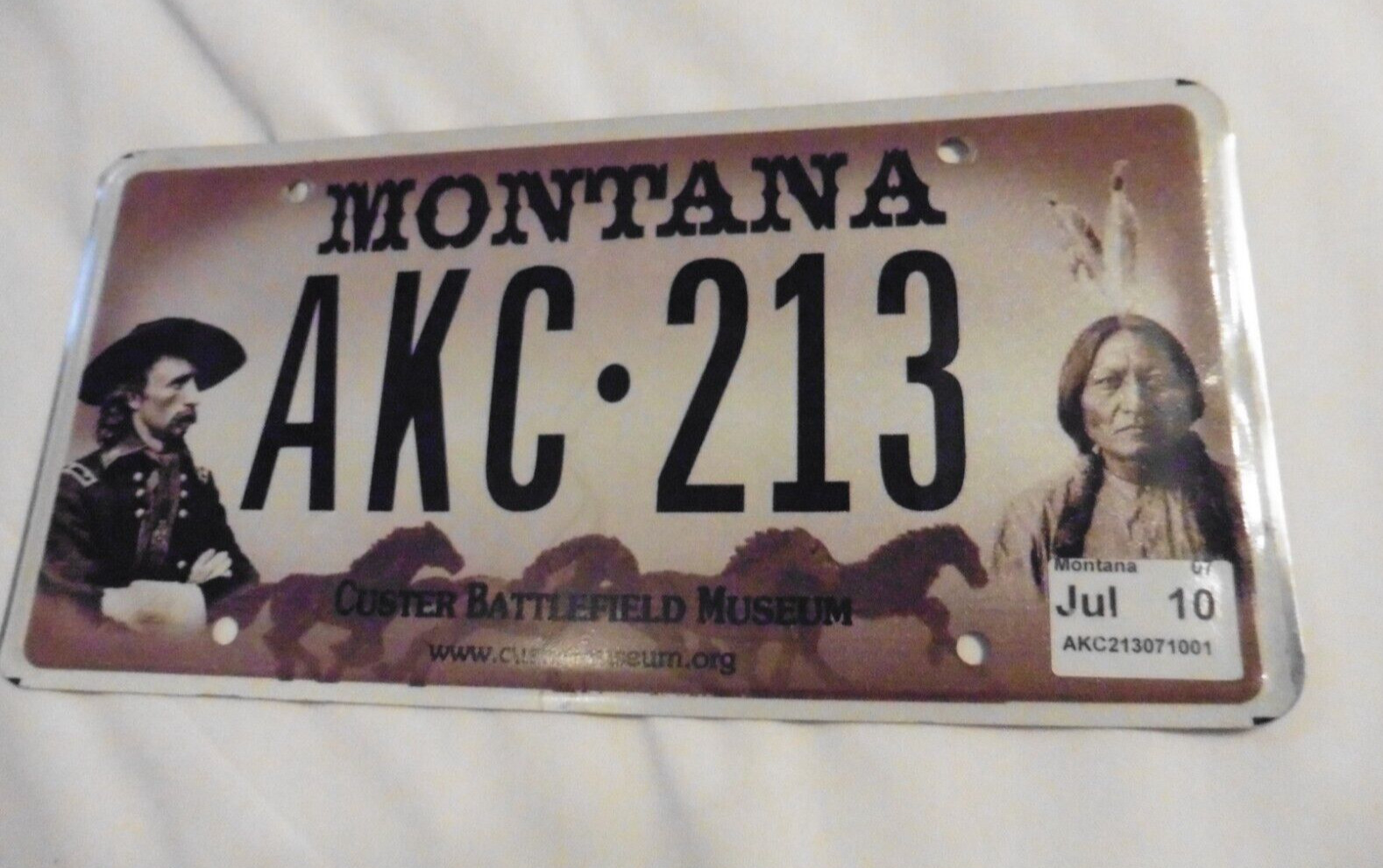 Vintage Montana Custer Battlefield License Plate w/ Sitting Bull EX Cond/2010