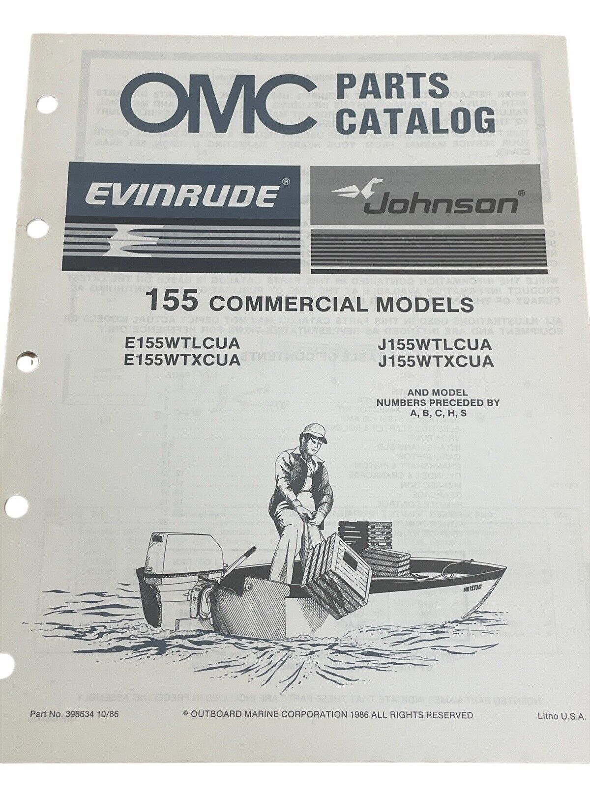Vintage 1986 OMC Johnson Evinrude Parts Catalog 155 Commercial Models ￼Nautical