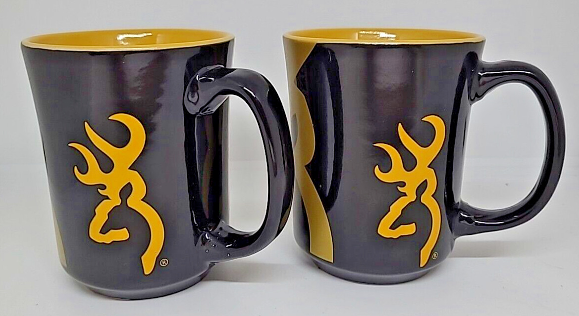 2 Browning Stag Logo Coffee Mug Black & Yellow