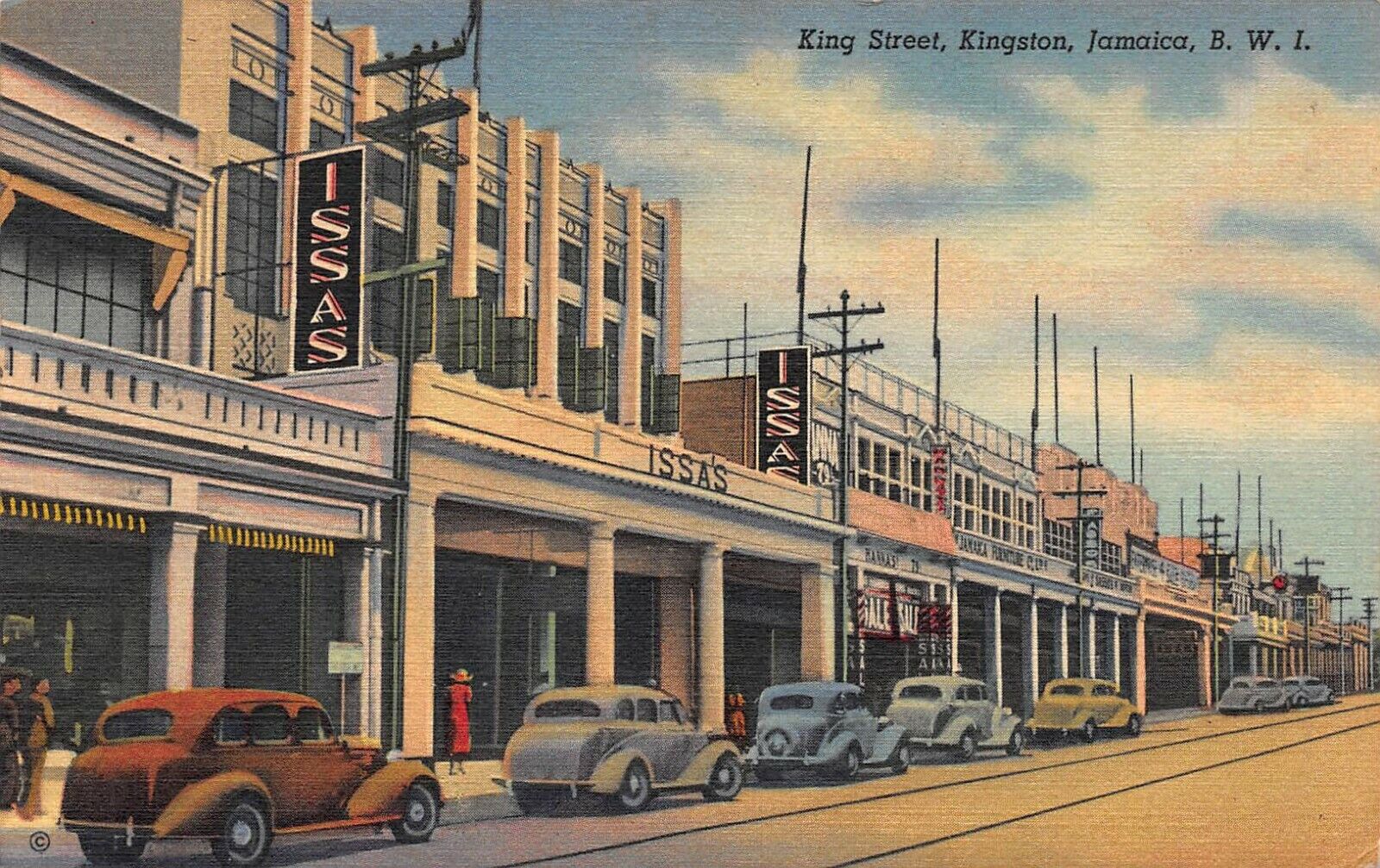 King Street, Kingston, Jamaica, British West Indies, 1939 Postcard, Used