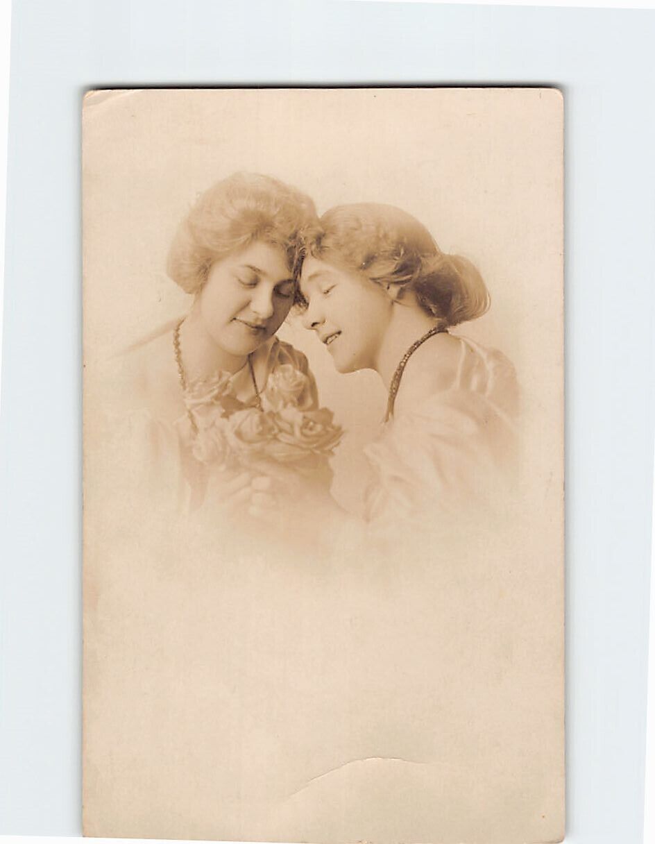 Postcard Two Ladies with Roses Picture