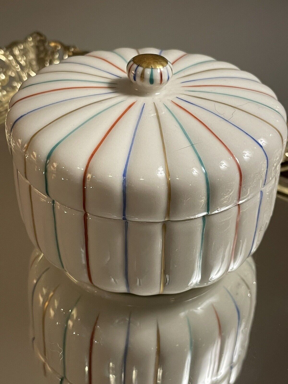 Kyo Kiyomizu Yaki Ware Japanese Covered Porcelain Rainbow Trinket Gift Stunning