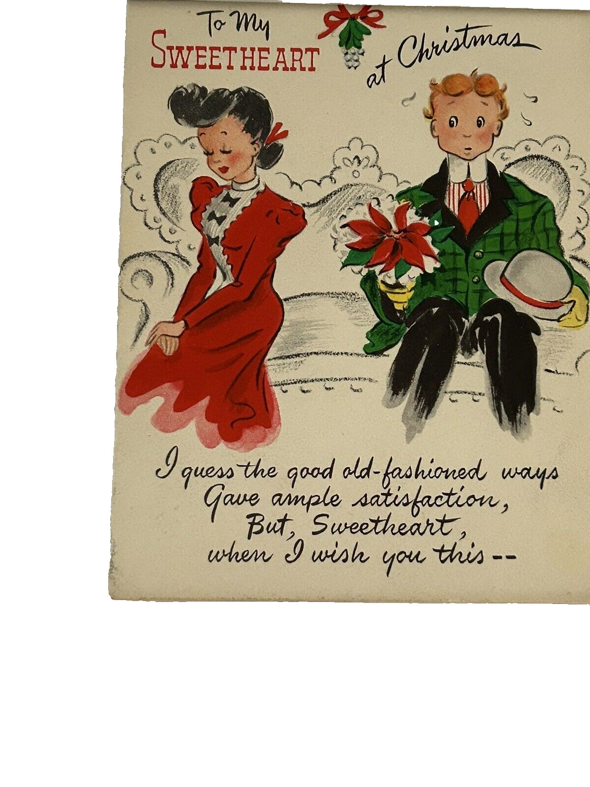 VTG 1940s 47 Hallmark POPUP To My Sweetheart at Christmas Card Christmas  # 6303