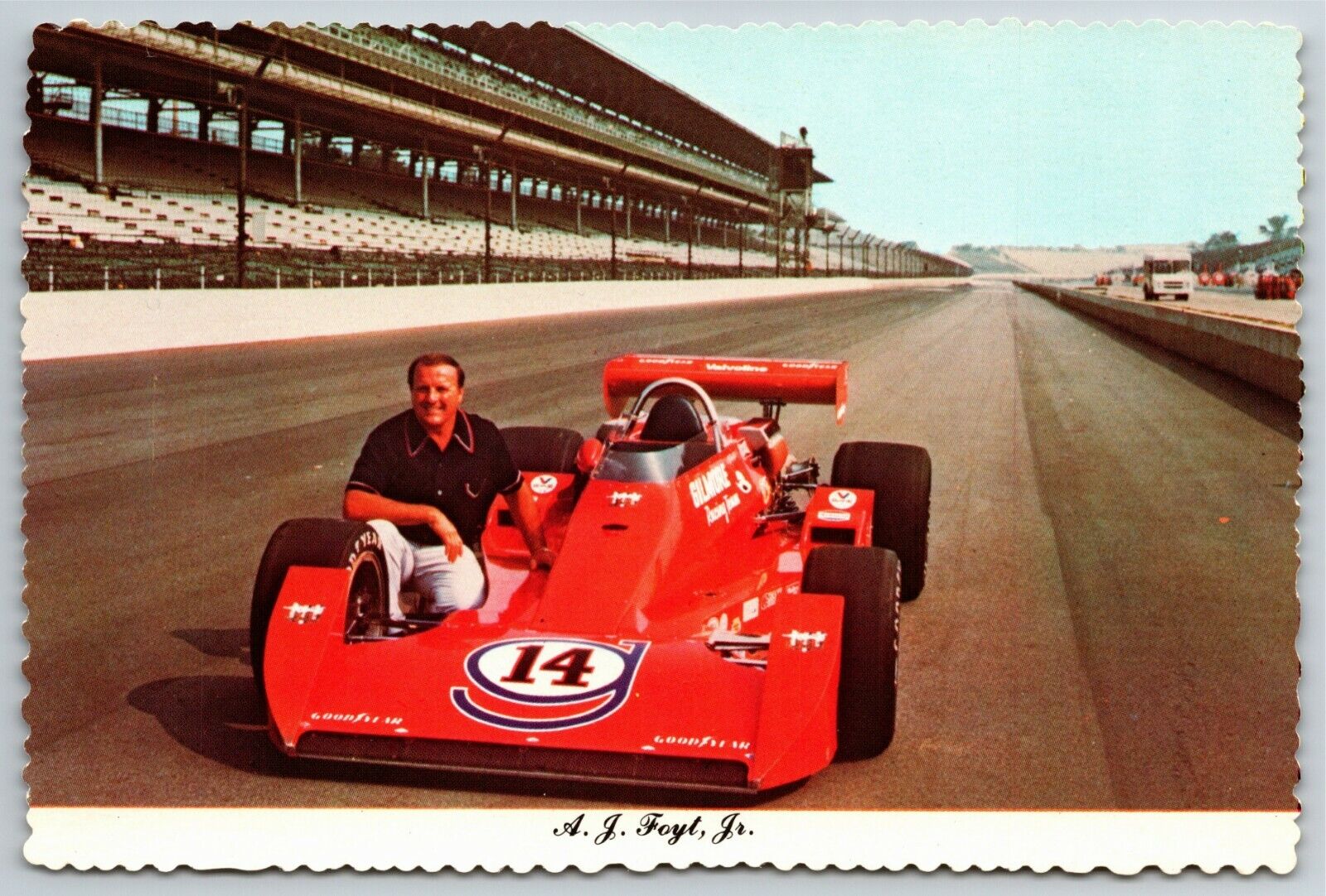 Vintage Indy 500 Postcard c1977 A. J. Foyt Jr. Scalloped NOS 4\