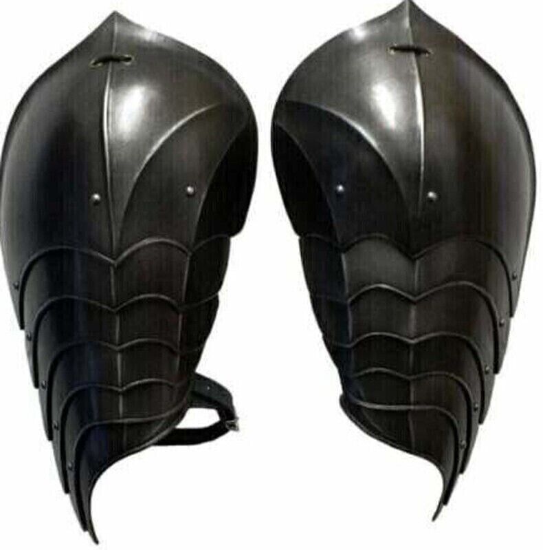 Medieval Steel Larp Warrior Gothic Dark Pair Of Pauldrons Armor Shoulder Set