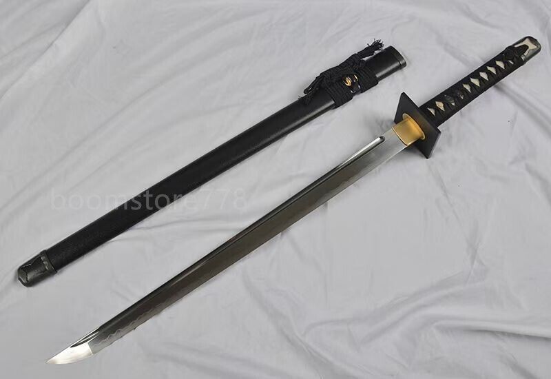 Hand T10 Steel Clay Tempered Ninja Japanese Wakizashi sword Straight Blade Sharp