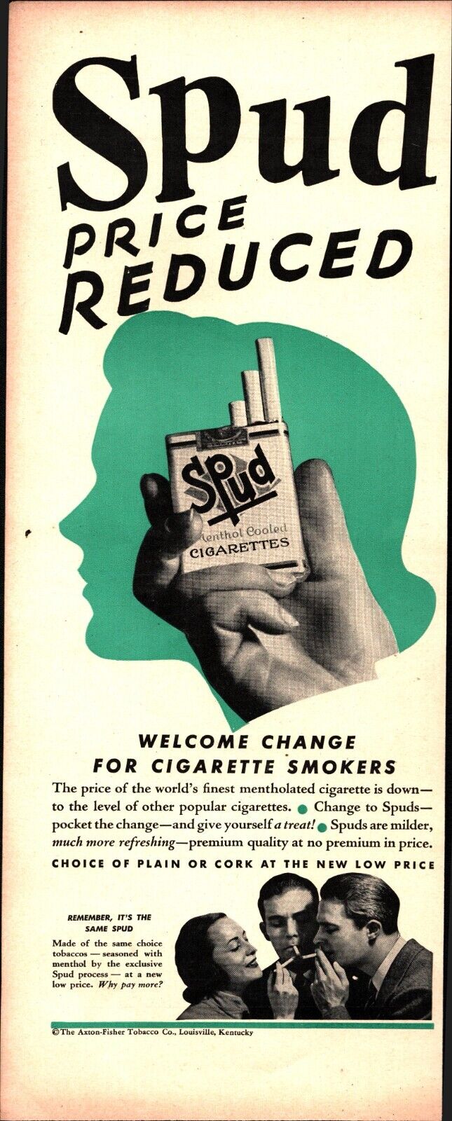 Vintage 1939 Spud Cigarettes Print Ad Nostalgic