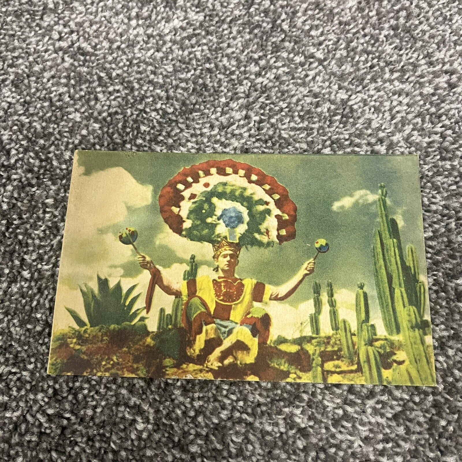 Postcard Antique Danza de La Pluma Oaxaca México Feather Dance Dancer
