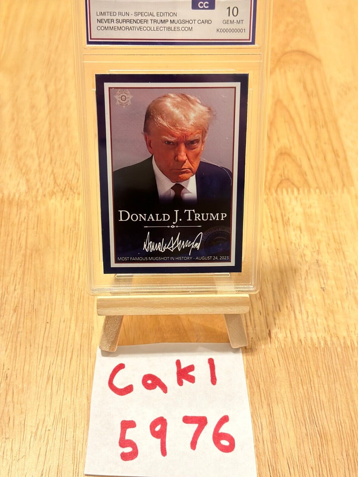 Holographic President Donald Trump Mugshot Mint Condition Trading Card MAGA