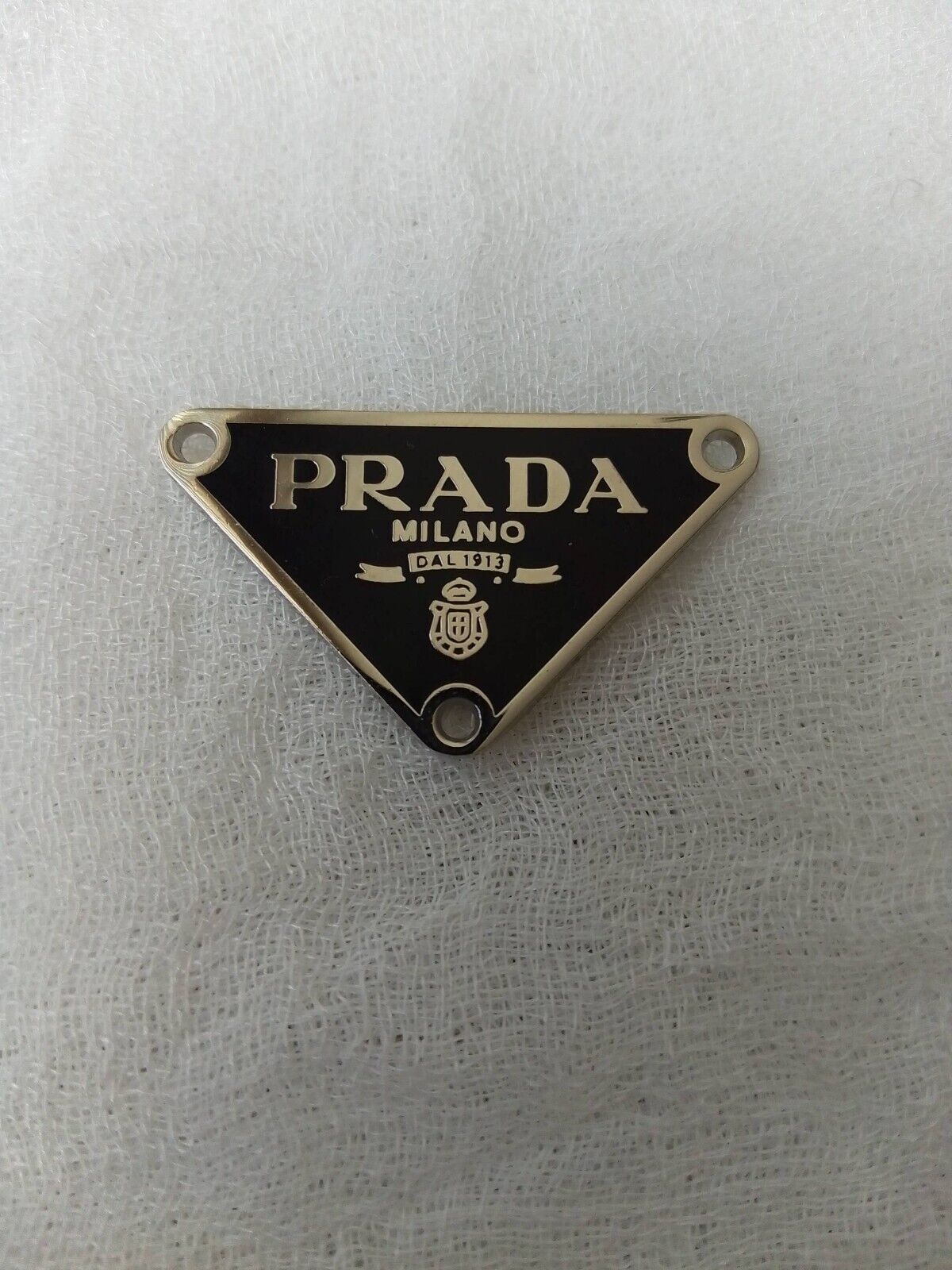 Prada Logo Triangle Black with trim  Silver Button Pendant Zipperpull