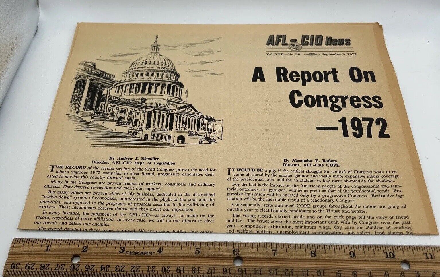 Vintage AFL-CIO Labor Report On Congress 1972 Ephemera Paper How Congress Votes