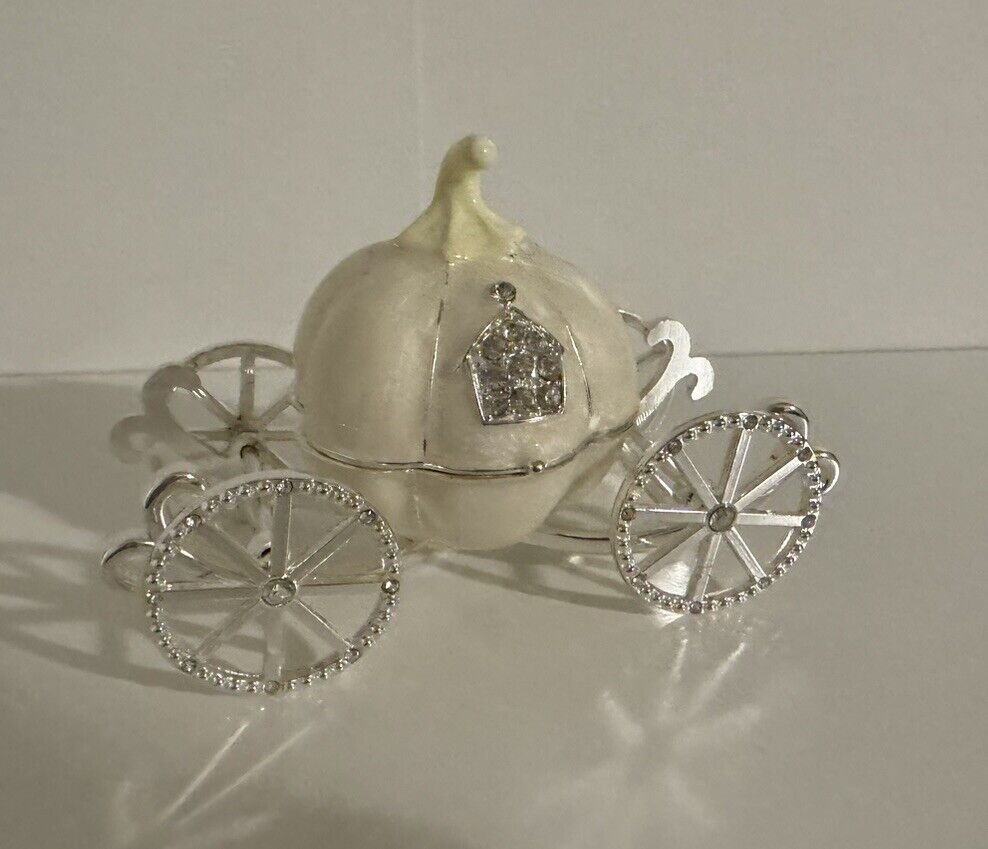 Pearl Beige Princess Cinderella Pumpkin Carriage Trinket Box, Jewelry Box