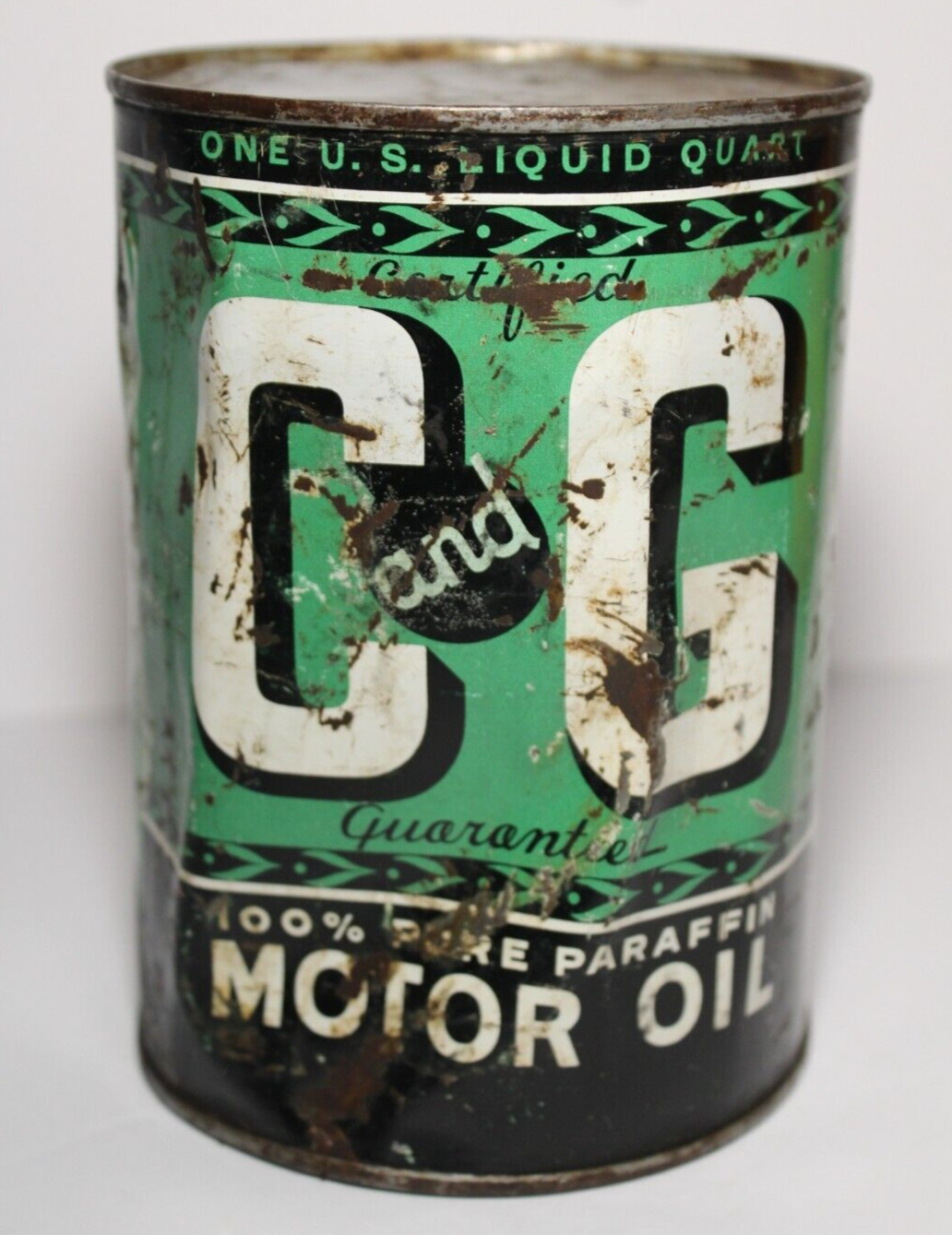 1940s Rare Vintage C and G MOTOR OIL CAN RARE QUART OIL CAN QUART MOTOR OIL CAN