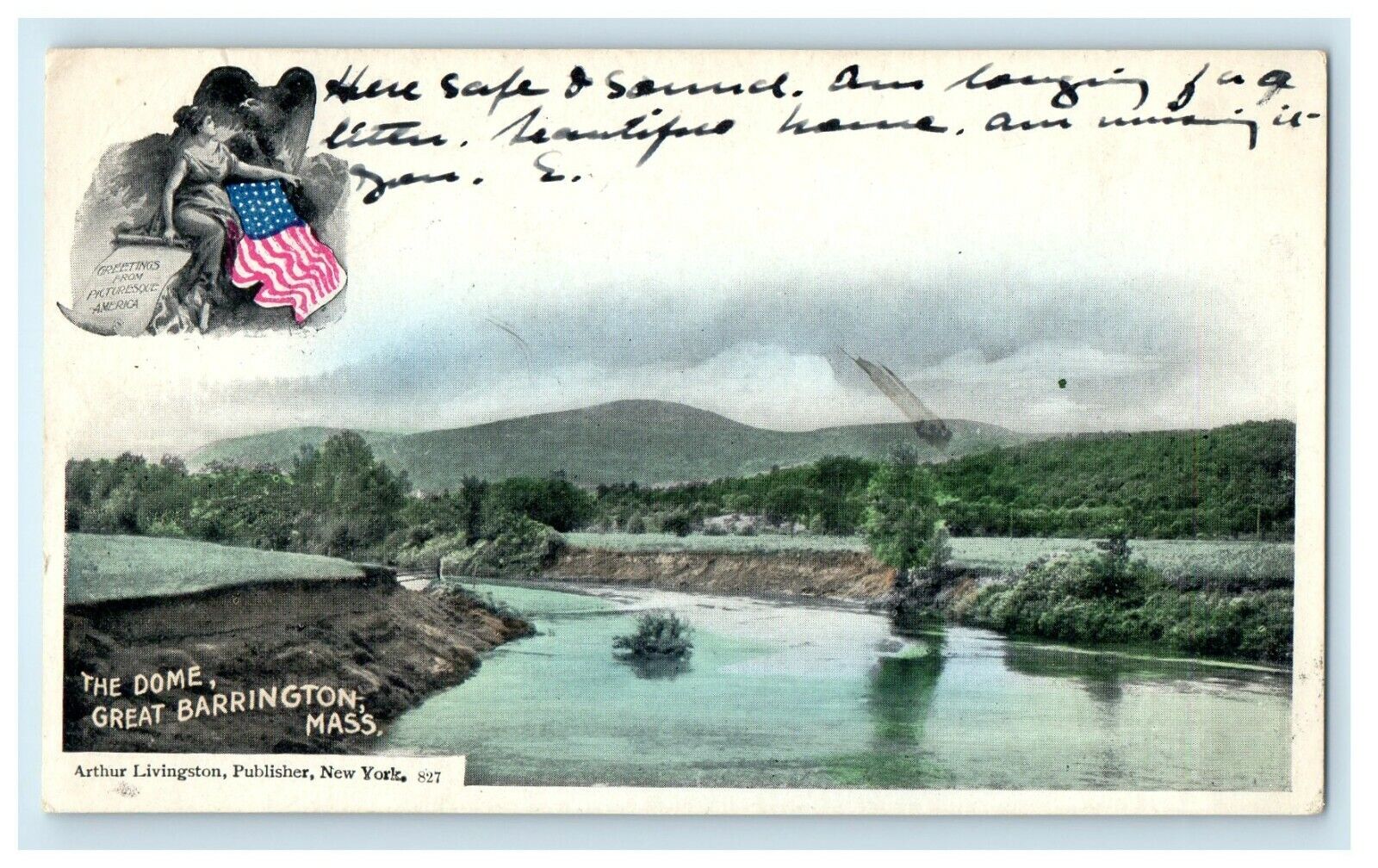 1906 The Dome Greetings form Picturesque America, Massachusetts MA RPO Postcard