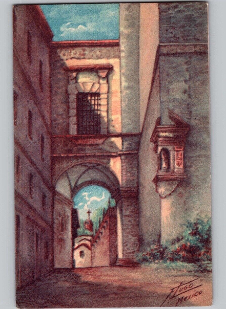 c1939 Ex Convento De Taxco Guerrero Gro Mexico Artist Signed Postcard