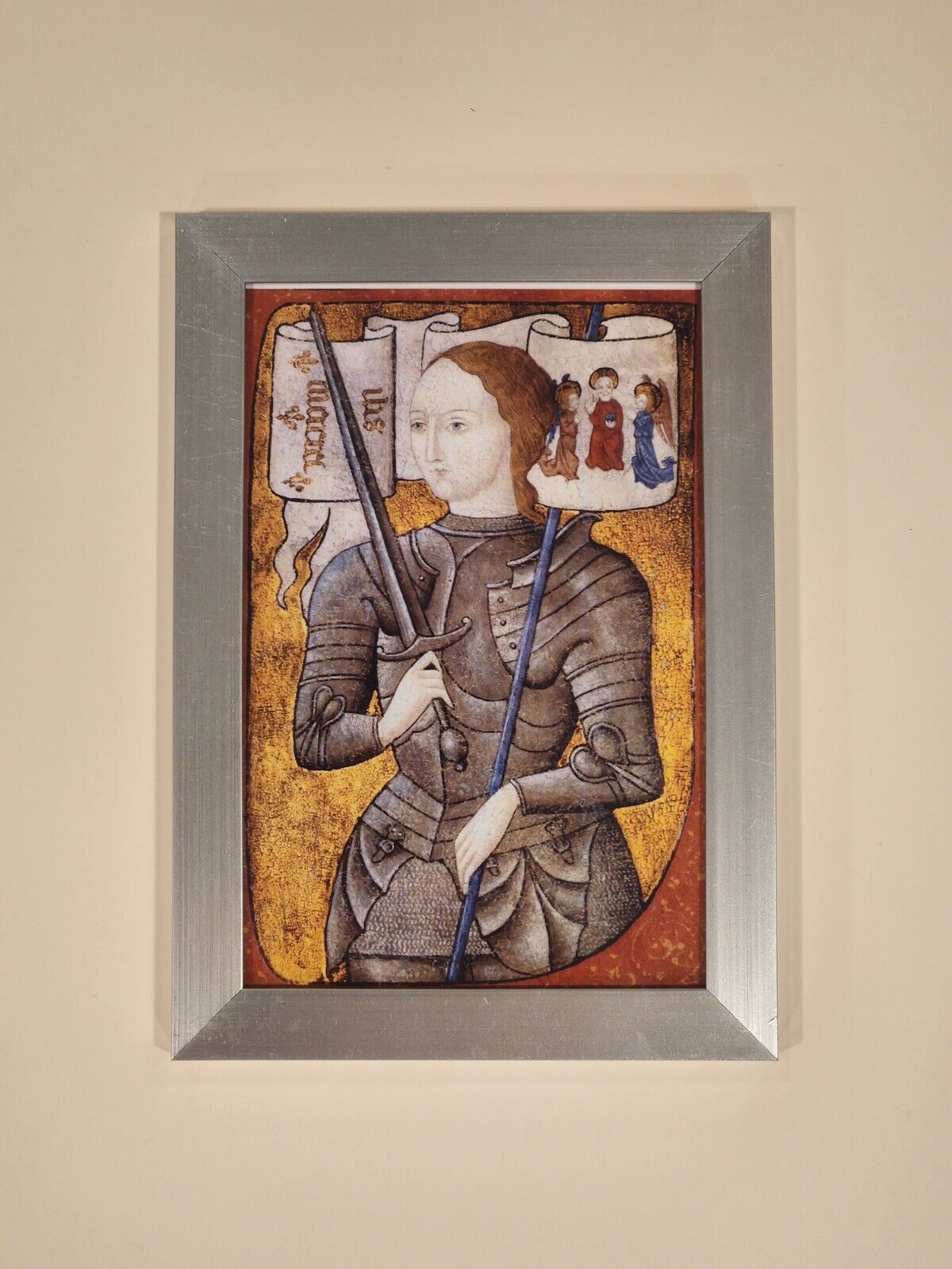 St Joan of Arc, small framed art print of medieval French Catholic saint