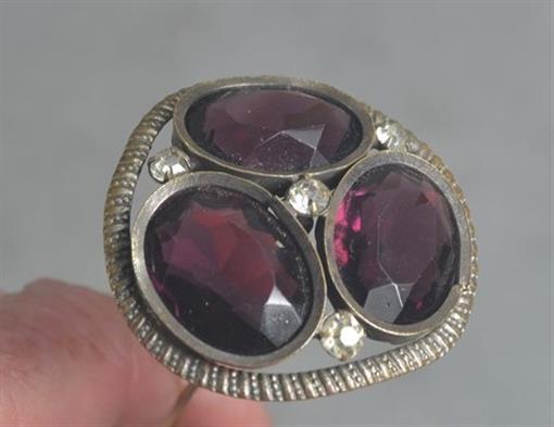 antique hat pin amethyst stones large top 1.75 Victorian Edwardia 19th 