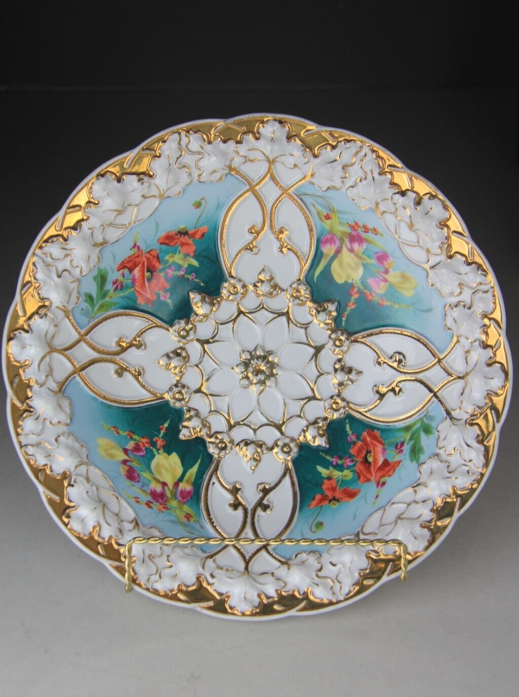 Antique Carl Tielsch C.T.  Germany Porcelain Bowl with Floral and Gold Trim Deco