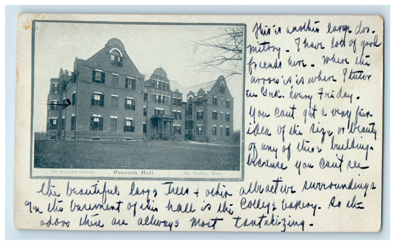 c1900s Pearson Hall, Holyoke College, South Hadley Massachusetts MA PMC Postcard