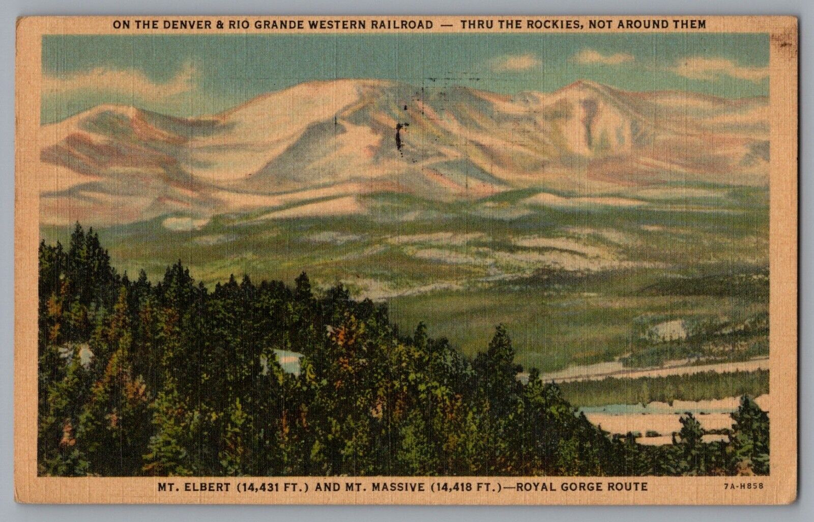 Colorado Rocky Mts Denver & Rio Grande Western RR Mt. Elbert & Mt. Massive A237