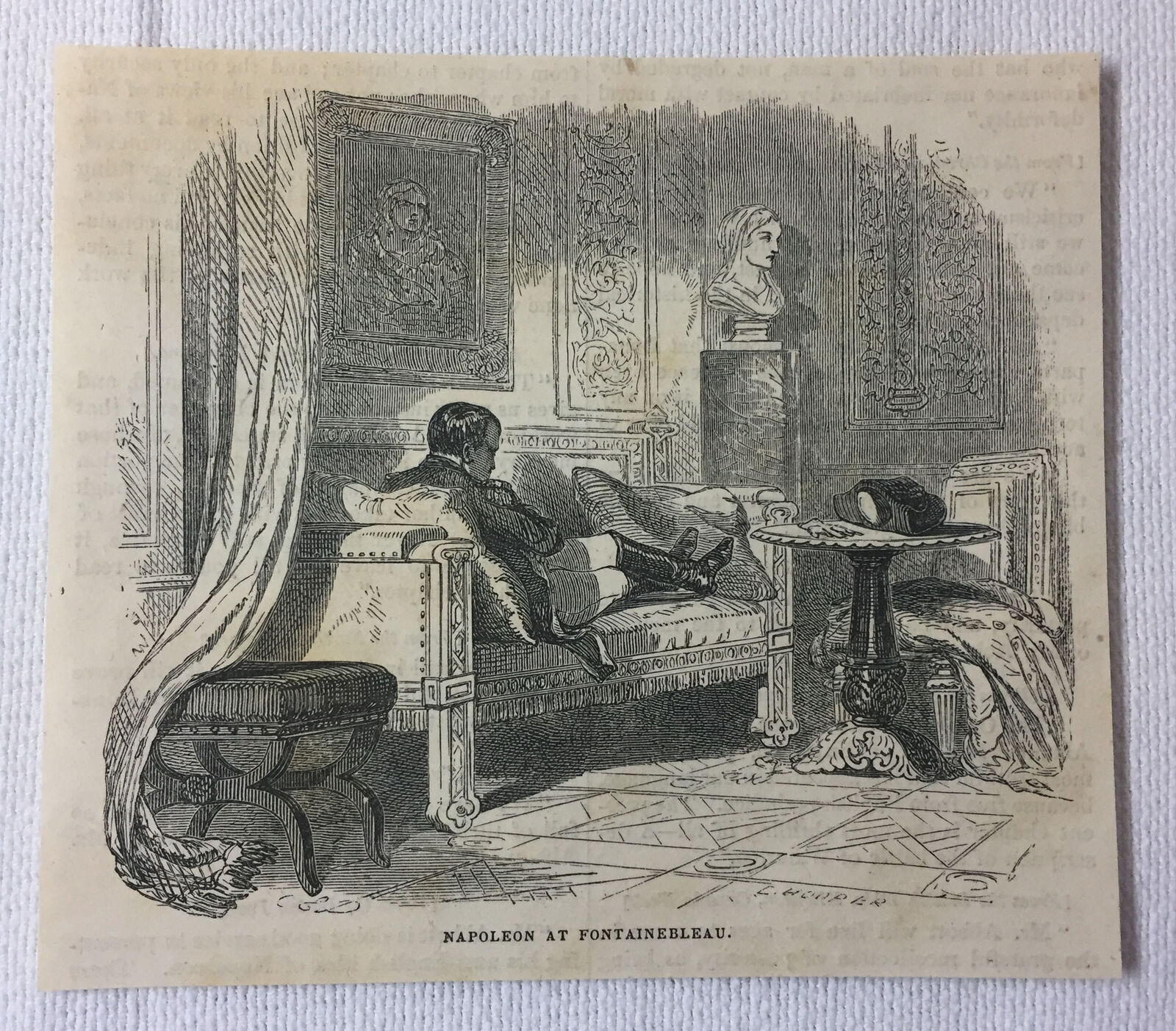 1855 magazine engraving ~ NAPOLEON AT FONTAINBLEU