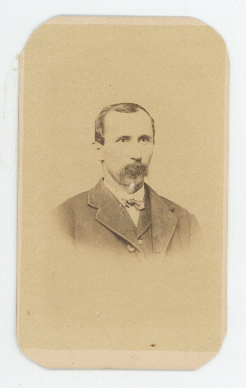Antique CDV Circa 1870s Rugged Man With Goatee Beard Wearing Suit Allentown, PA