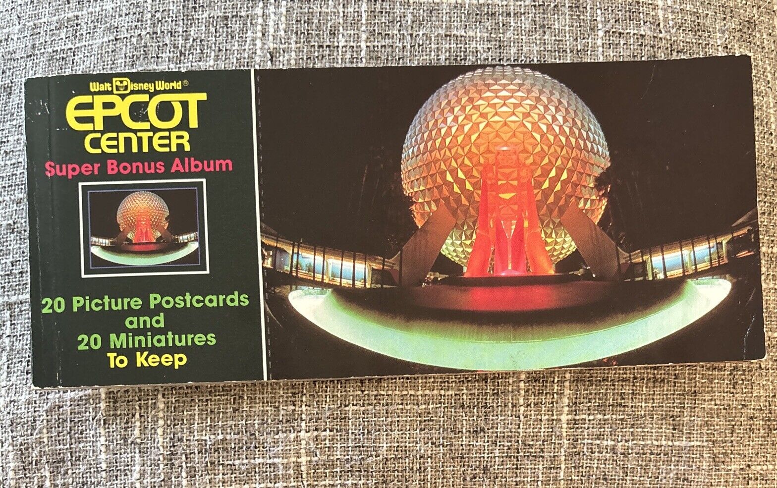 Vintage Walt Disney Epcot Center  Super Bonus Album 20 Picture Postcards & Minis