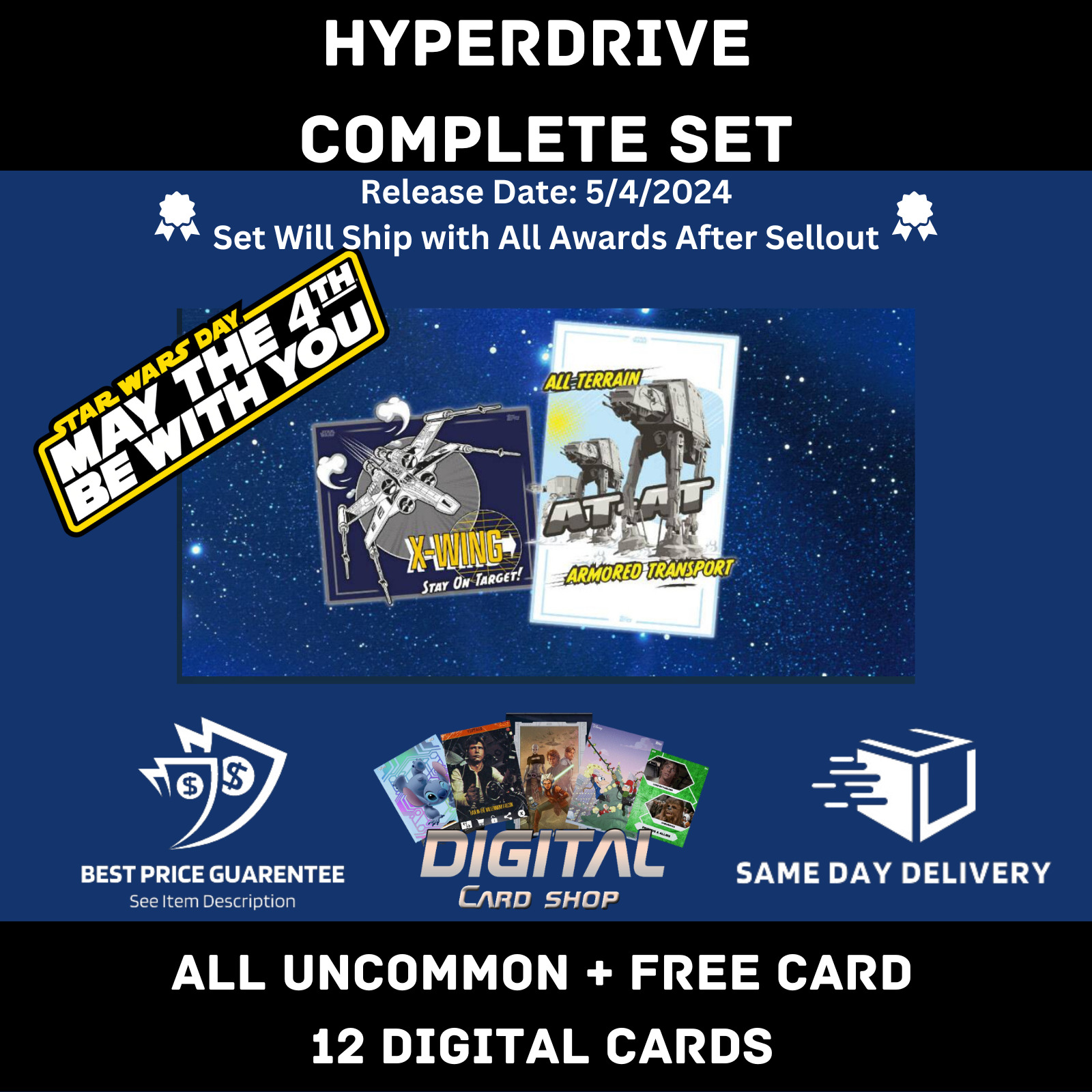 Topps Star Wars Card Trader HYPERDRIVE Complete Set All Uncommon + Free Card 12