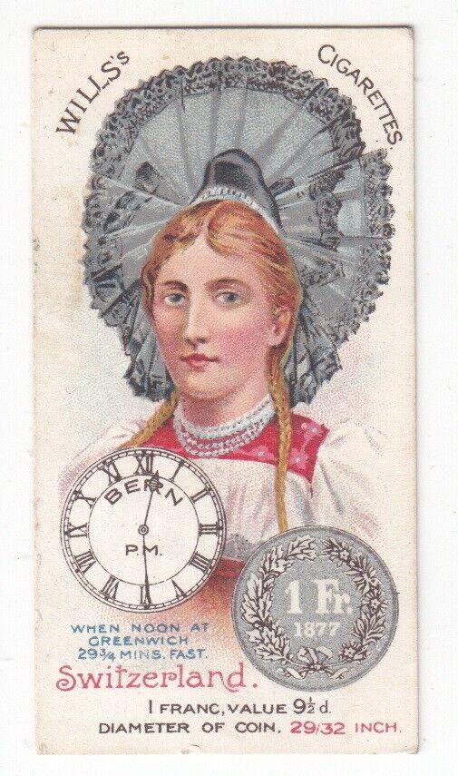 1908 Trade Card of TIME & MONEY Card in SWITZERLAND Swiss Franc