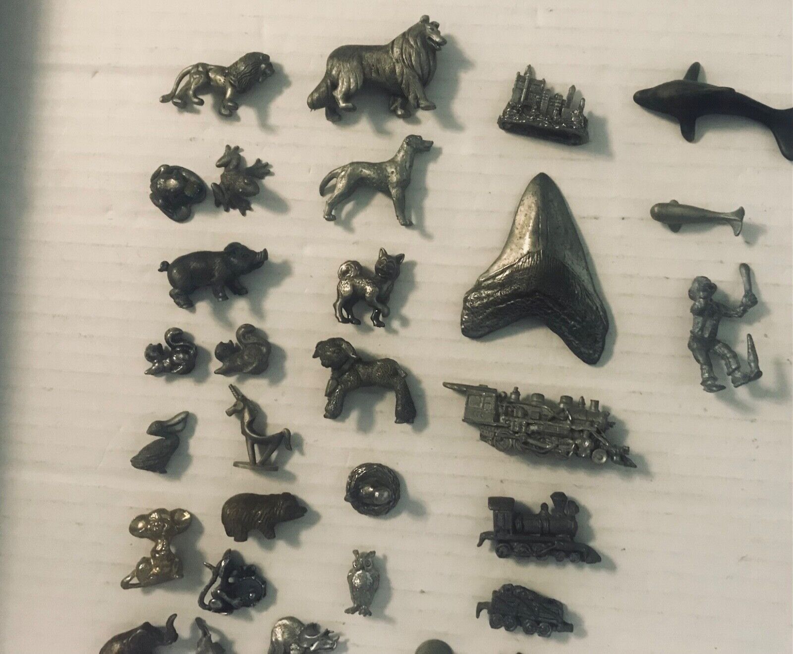 Lot of 25+ Pewter Pieces - Animals, Trains, Shark Tooth, Miscellaneous