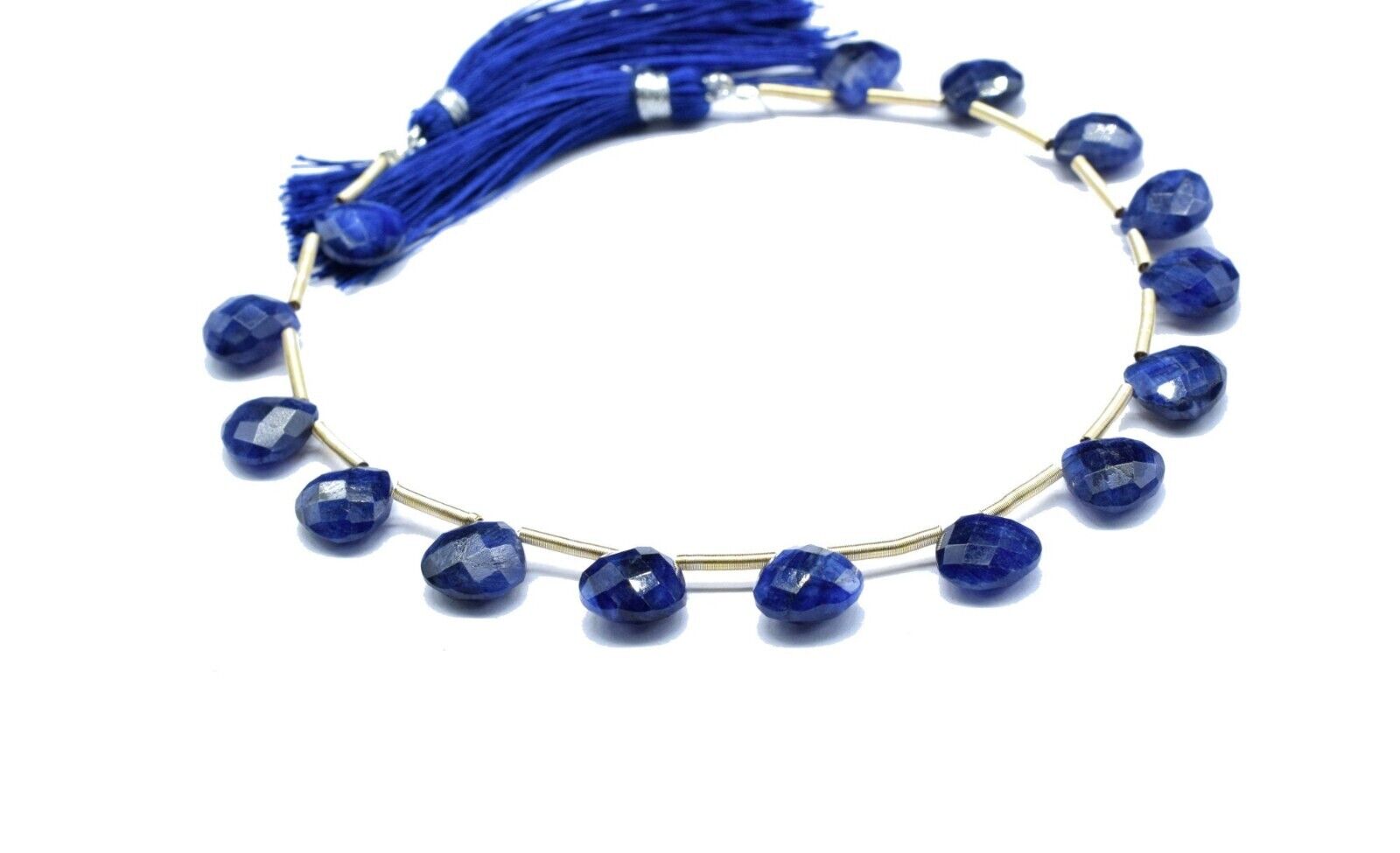 Sapphire Blue 10mm Heart Shape Briolette Strands, Sapphire Faceted Gemstone