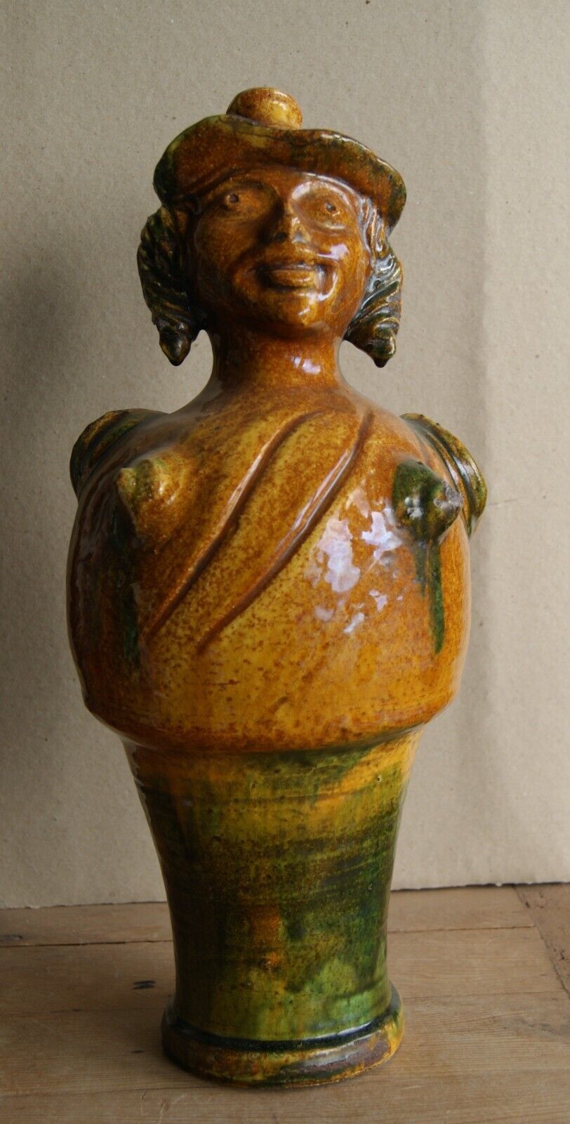 Antique Italian Glazed Earthenware Figural Jug Late 19th - Early 20th Century