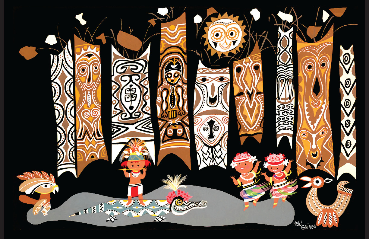 Walt Disney World Polynesian Hotel Mary Blair Papua New Guinea Lobby Poster