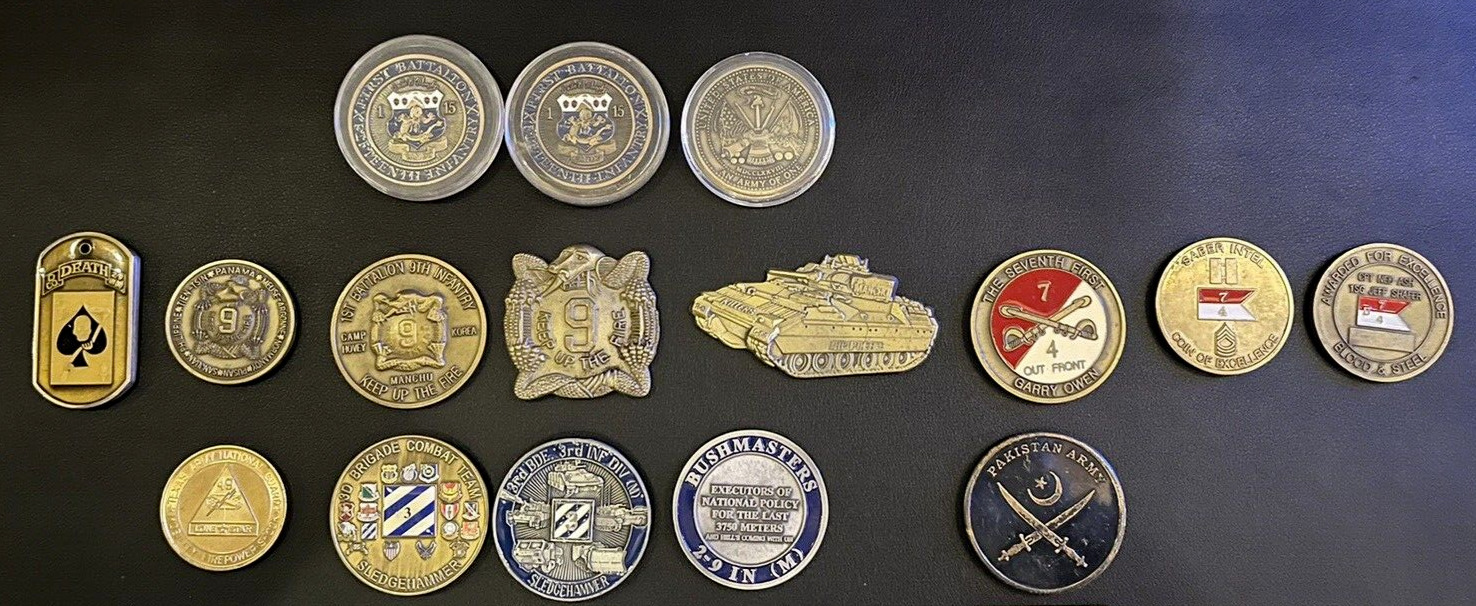 US Military Challenge Coins, Lot of 16, Pakistan, Korea, Kuwait and others
