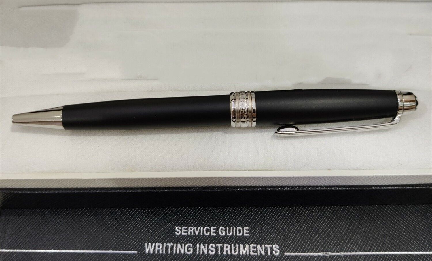 Luxury 163 Metal Series Matte Black + Silver Clip 0.7mm nib Ballpoint Pen