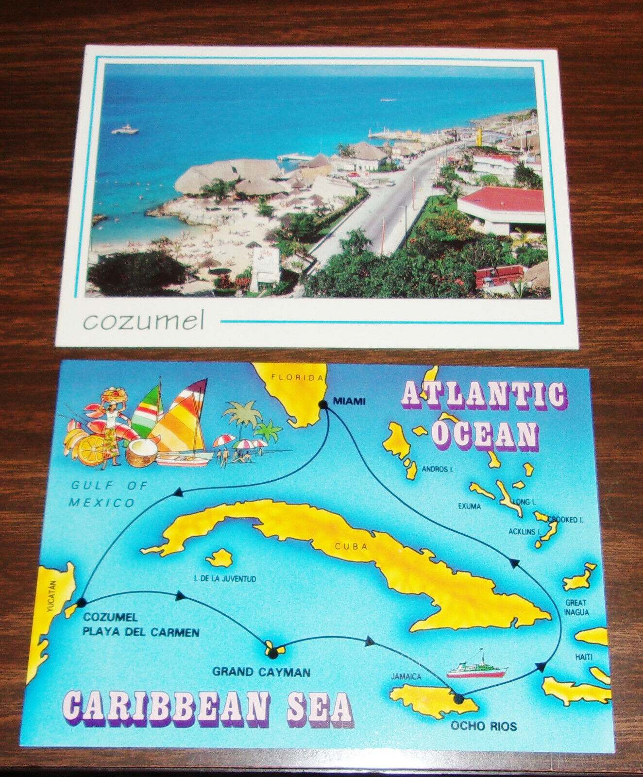 2 Postcards - UNUSED - 20 to 25 Yrs Old - Cozumel Mexico & Caribbean Sea
