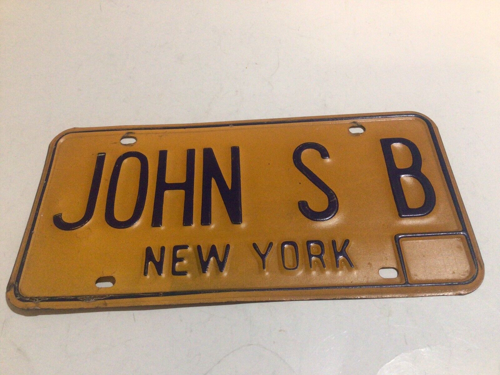 Nice Scarce Vintage 1970’s New York State Vanity License Plate - “ JOHN S B “
