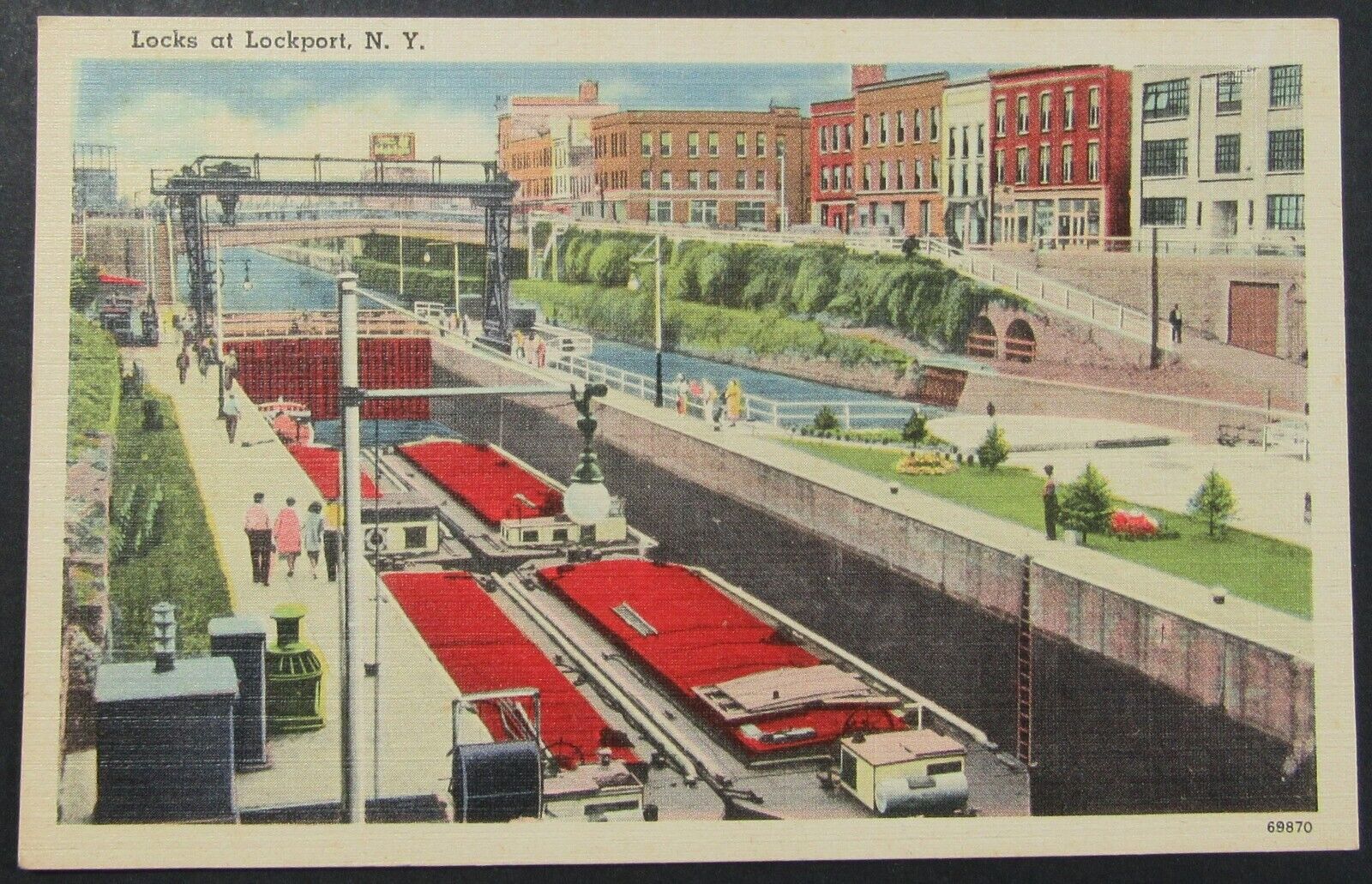 Lockport New York  NY Lock Vintage Linen Postcard Unposted